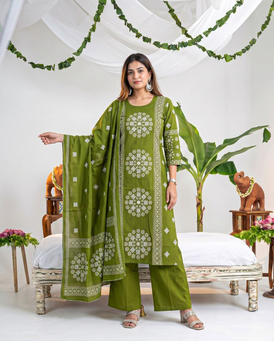 Amrah Wholesale Naisha K 1464 Dhabu Cotton Kurti Pant Dupatta Set