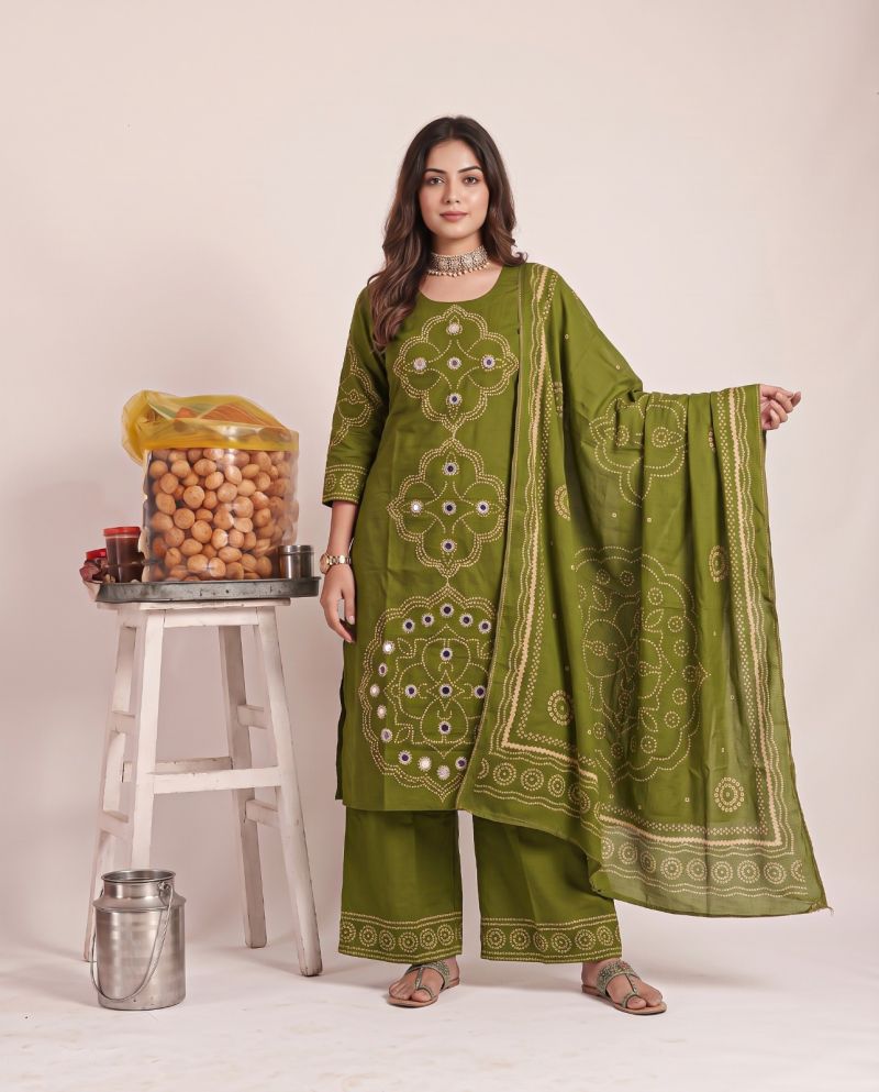 Amrah Wholesale Naisha K 1464 Dhabu Cotton Kurti Pant Dupatta Set