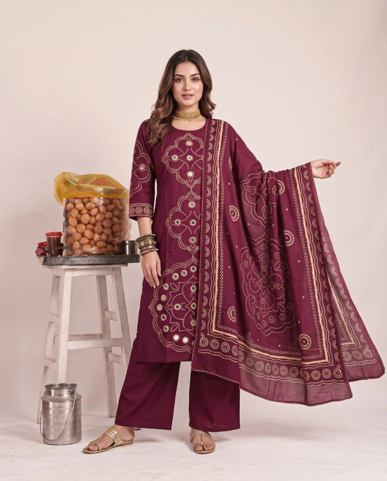 Amrah Wholesale Naisha K 1464 Dhabu Cotton Kurti Pant Dupatta Set