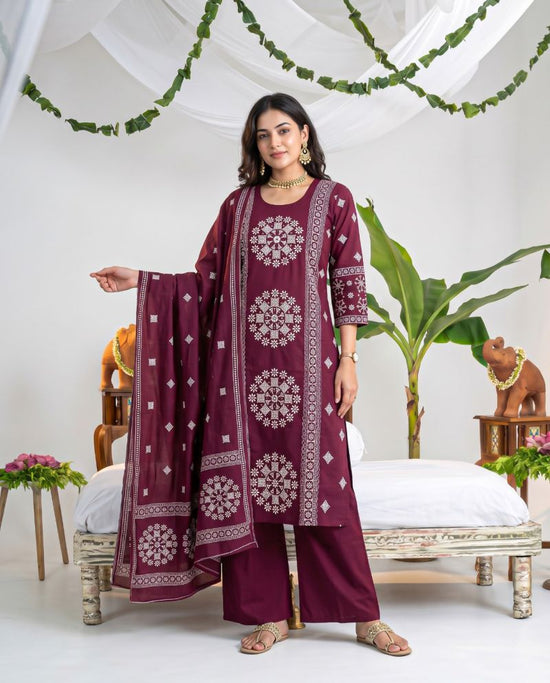 Amrah Wholesale Naisha K 1464 Dhabu Cotton Kurti Pant Dupatta Set