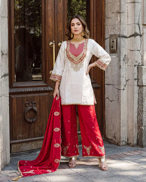 Amrah Wholesale Naisha K 1465 Chinon Soft Silk Kurti Pant Dupatta Set