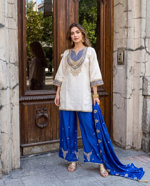 Amrah Wholesale Naisha K 1465 Chinon Soft Silk Kurti Pant Dupatta Set