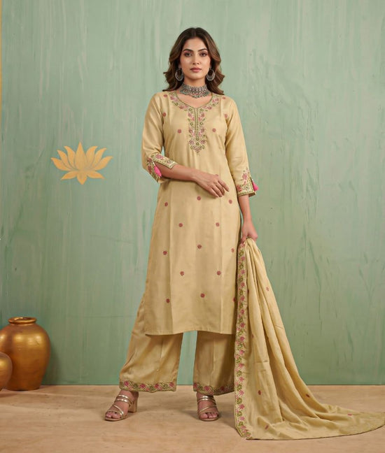 Amrah Wholesale Naisha K 1466 Mul Chanderi Kurti Pant Dupatta Set