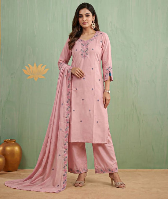 Amrah Wholesale Naisha K 1466 Mul Chanderi Kurti Pant Dupatta Set