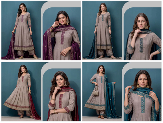 Amrah Wholesale Naisha K 1468 Vichitra Sequence Kurti Pant Dupatta Set