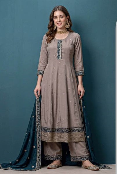 Amrah Wholesale Naisha K 1468 Vichitra Sequence Kurti Pant Dupatta Set
