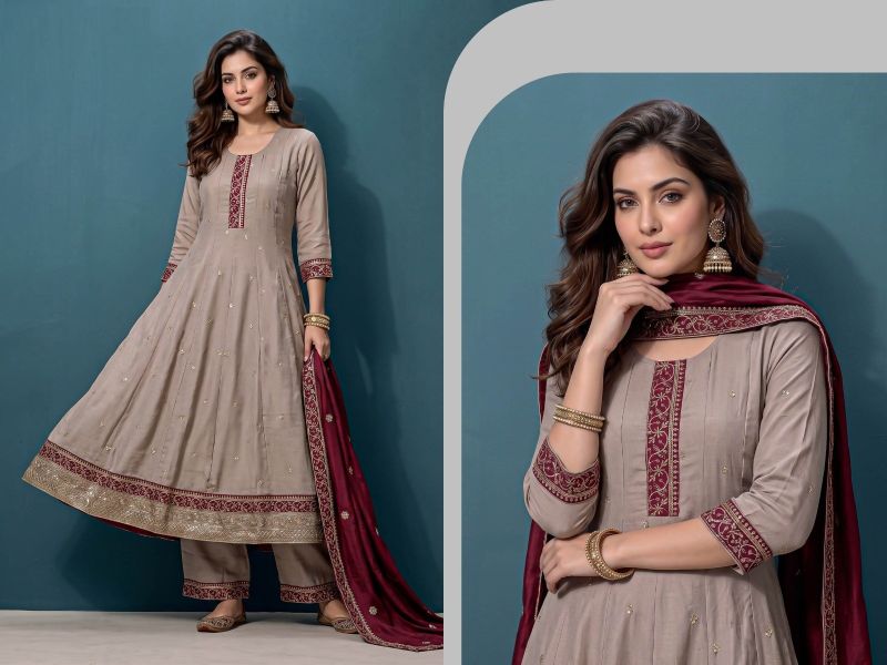 Amrah Wholesale Naisha K 1468 Vichitra Sequence Kurti Pant Dupatta Set
