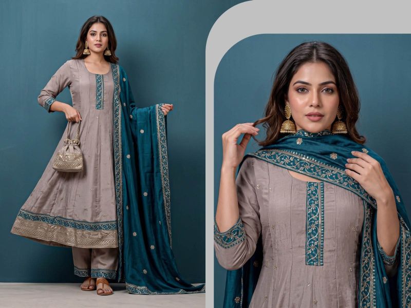 Amrah Wholesale Naisha K 1468 Vichitra Sequence Kurti Pant Dupatta Set
