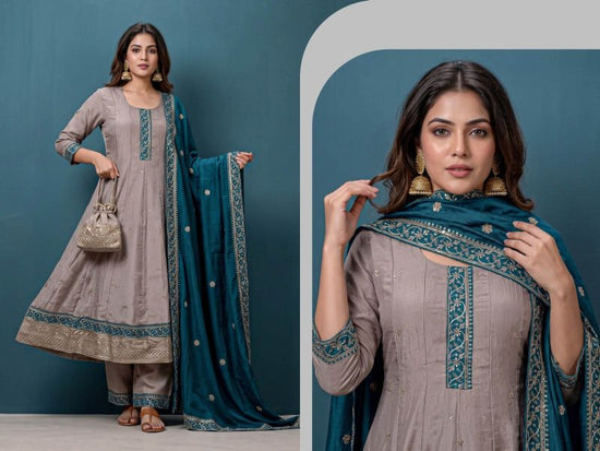 Amrah Wholesale Naisha K 1468 Vichitra Sequence Kurti Pant Dupatta Set