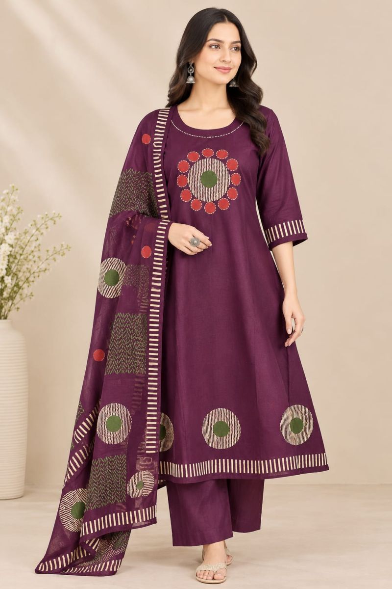 Amrah Wholesale Naisha K 1470 Dhabu Cotton Kurti Pant Dupatta Set