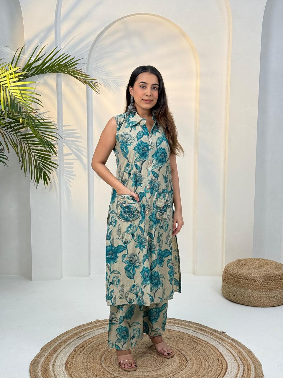 Amrah Wholesale Naisha K 943 Vertican Kurti Pant Set - Amrah Wholesale