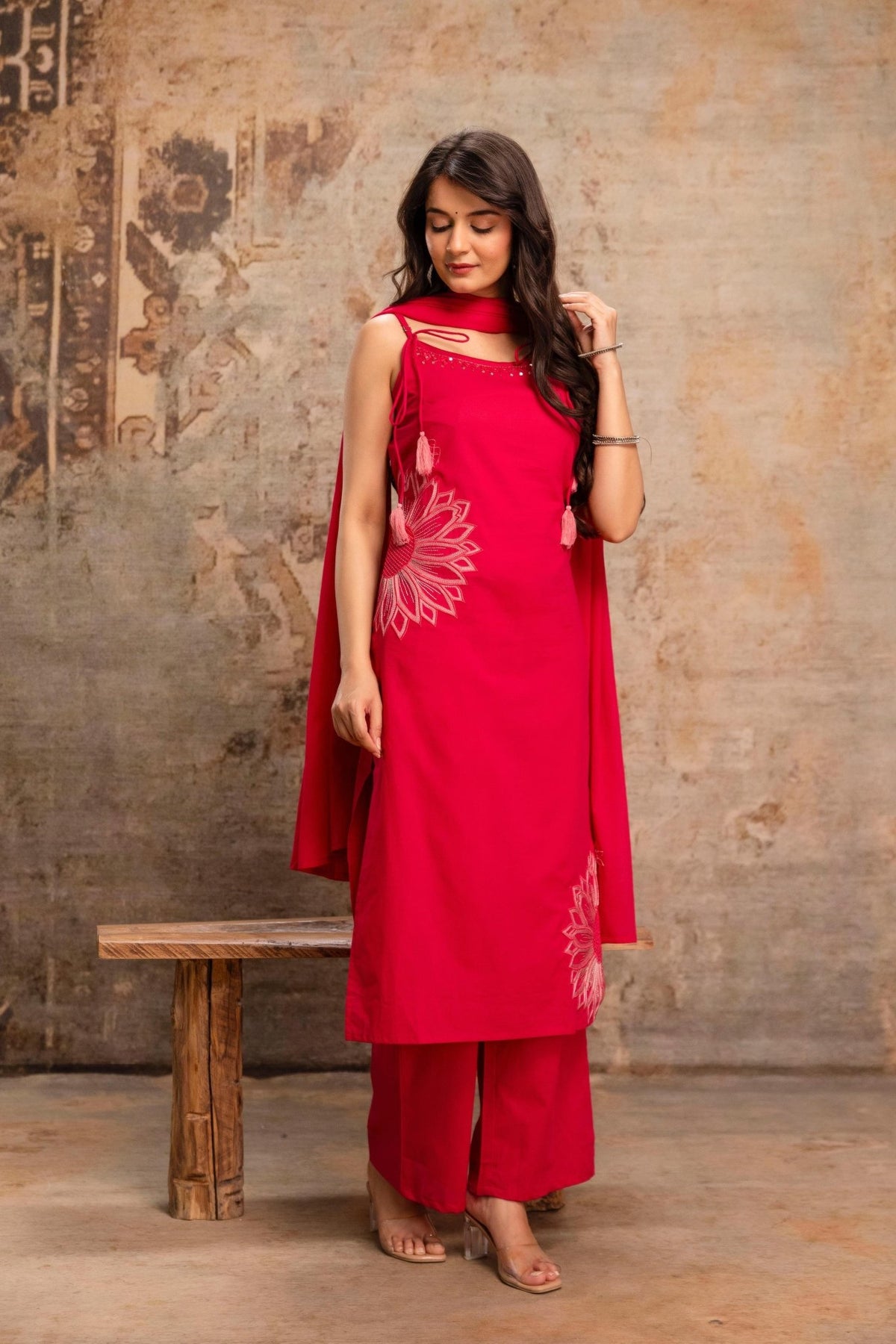 Amrah Wholesale Naisha K 992 Cotton Kurti Pant Dupatta Set - Amrah Wholesale