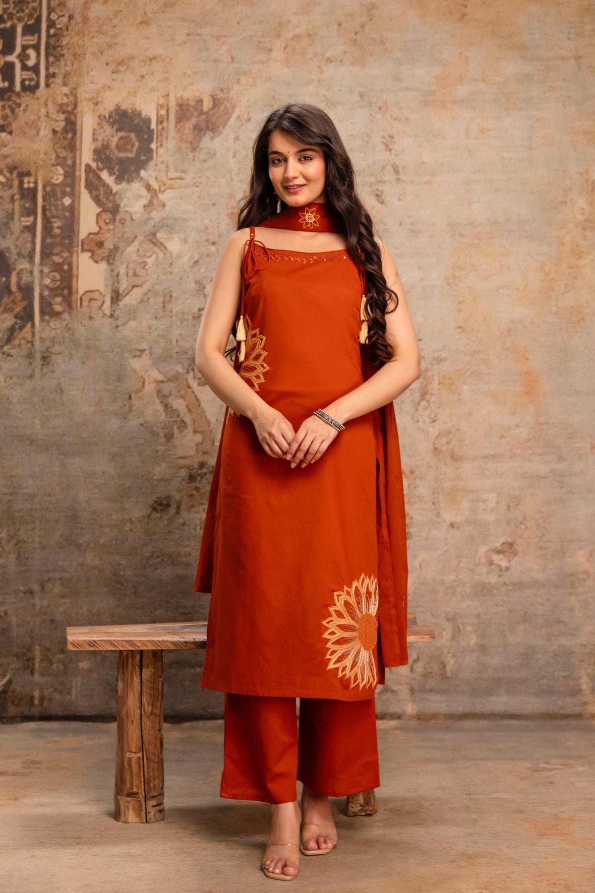 Amrah Wholesale Naisha K 992 Cotton Kurti Pant Dupatta Set - Amrah Wholesale