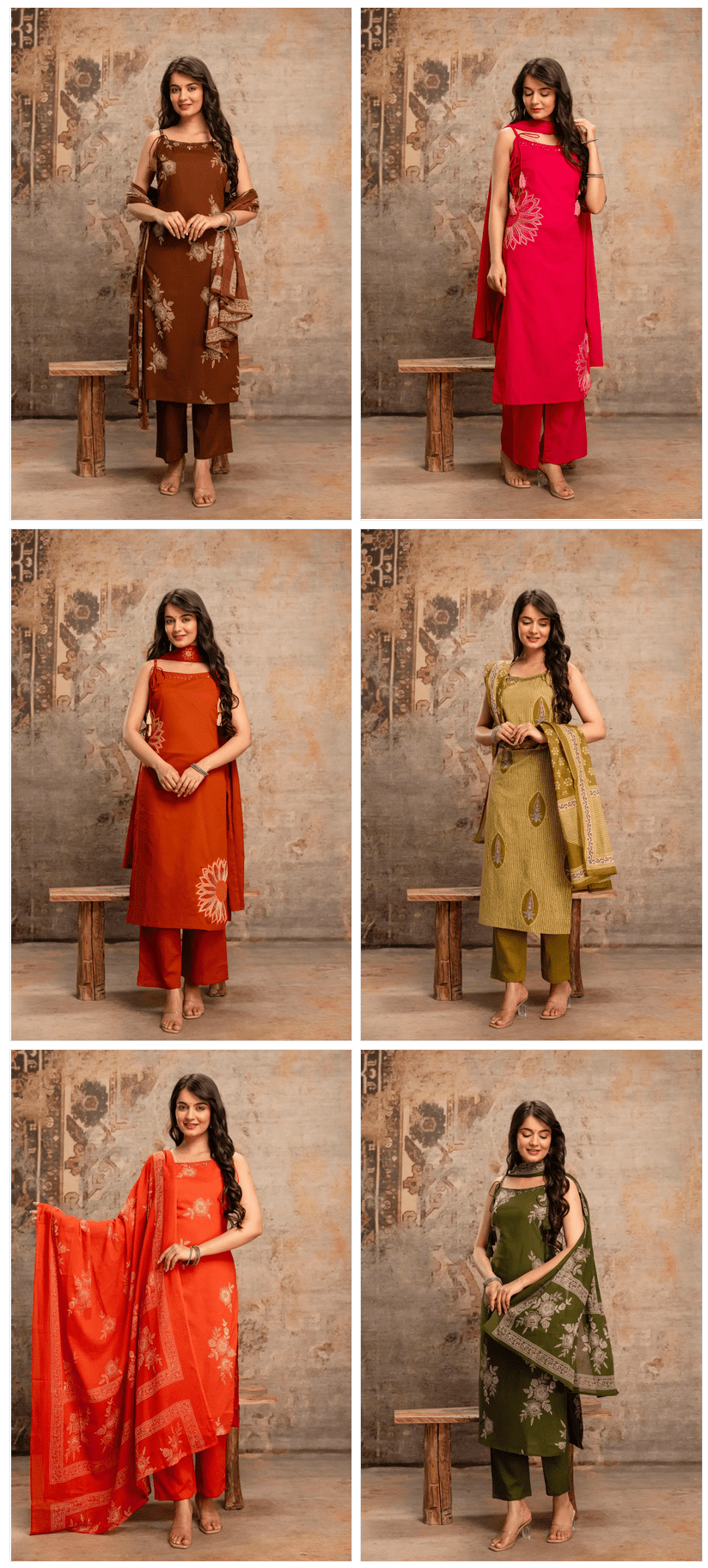 Amrah Wholesale Naisha K 992 Cotton Kurti Pant Dupatta Set - Amrah Wholesale
