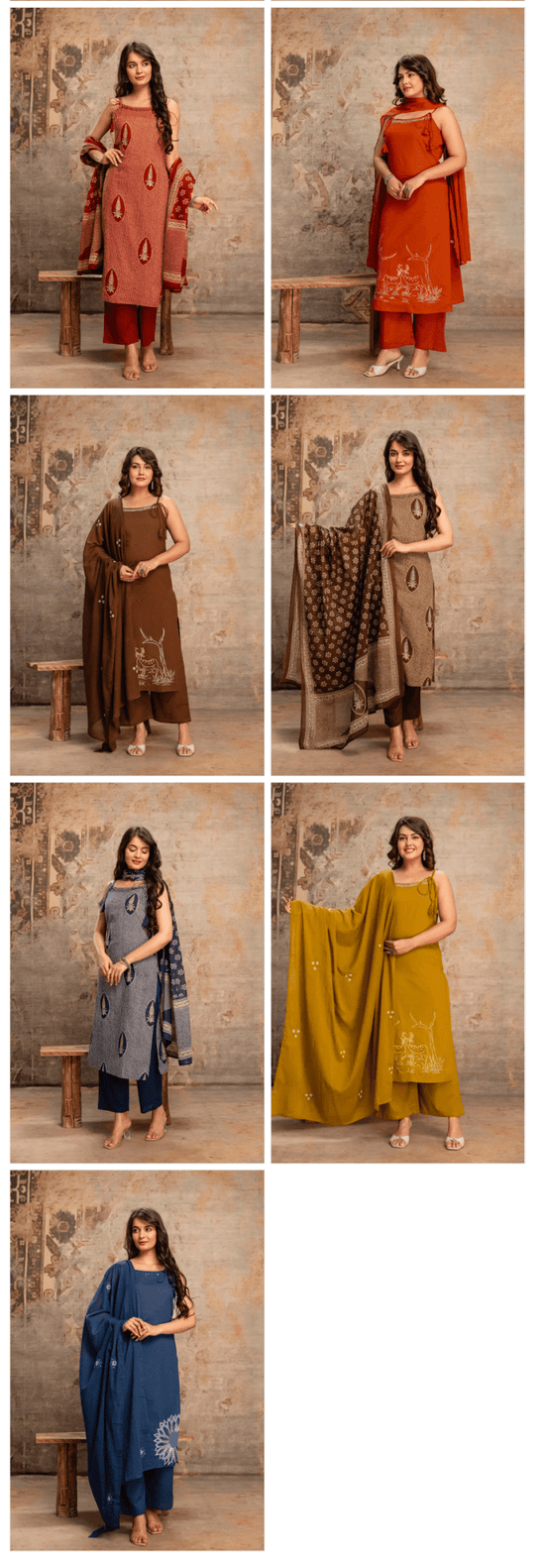 Amrah Wholesale Naisha K 992 Cotton Kurti Pant Dupatta Set - Amrah Wholesale