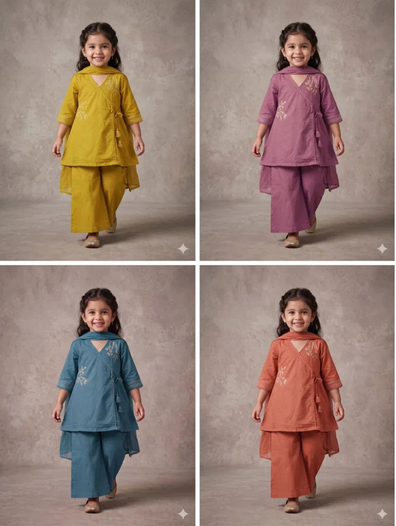 Amrah Wholesale Naisha Kids 17 Cambric Cotton Hand Work Fancy Kurti Set