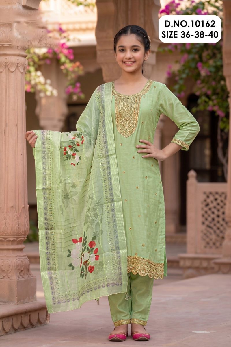 Amrah Wholesale Nandita 10162 And 64 Fendy Silk Embroidered Kurti Pant Dupatta Set - Amrah Wholesale