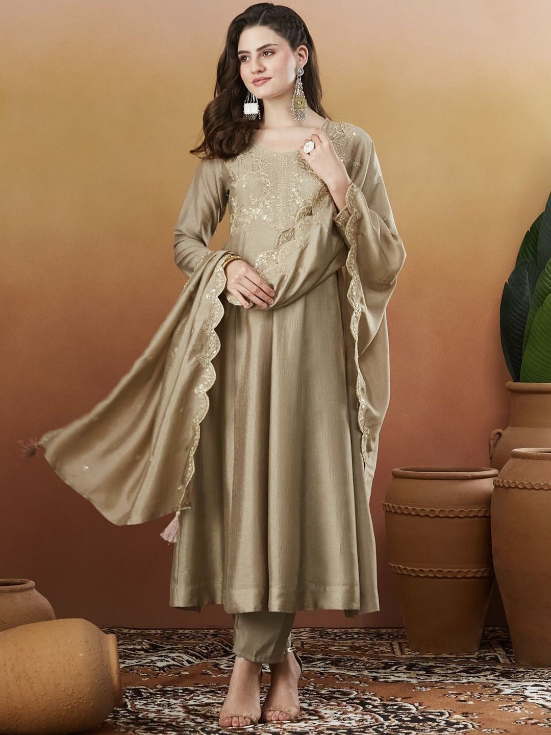 Amrah Wholesale Navya Kurti 266 Silk Blend Embroidered Kurti Pant Dupatta Set - Amrah Wholesale