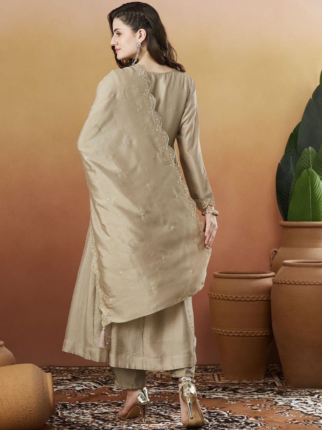 Amrah Wholesale Navya Kurti 266 Silk Blend Embroidered Kurti Pant Dupatta Set - Amrah Wholesale