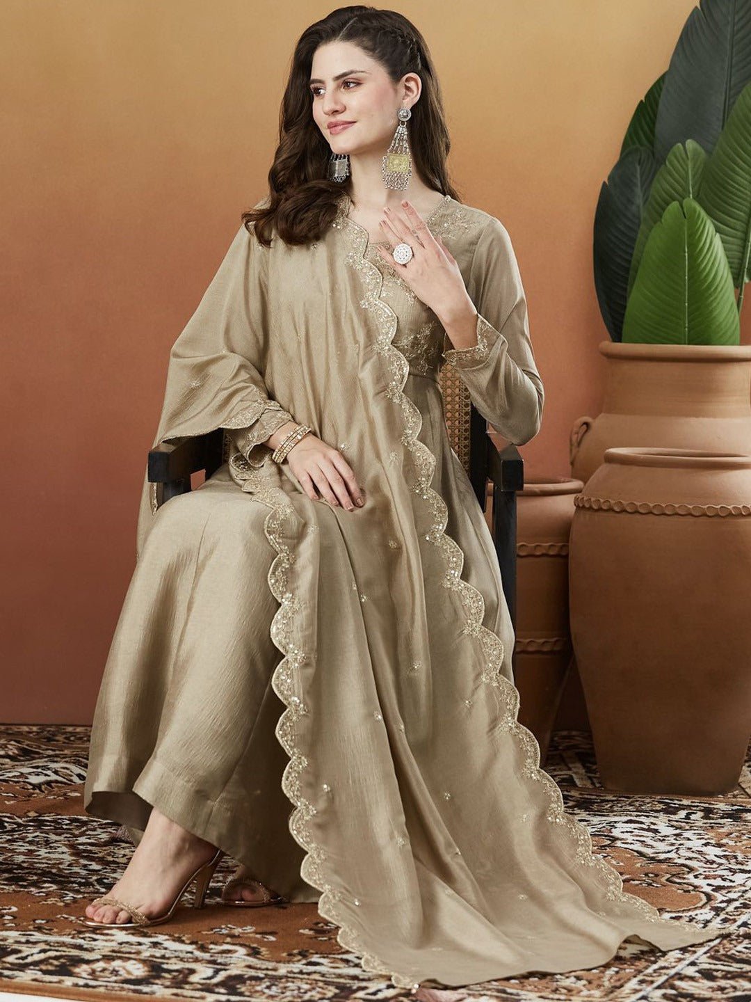 Amrah Wholesale Navya Kurti 266 Silk Blend Embroidered Kurti Pant Dupatta Set - Amrah Wholesale