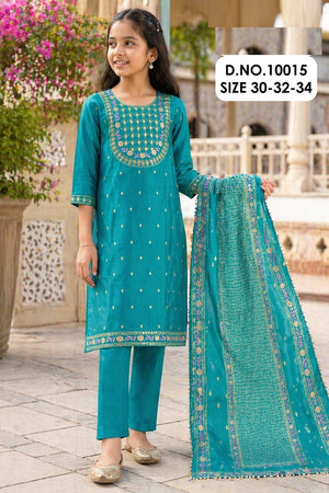 Amrah Wholesale Naysa 10015 And 10016 Roman Silk Kids Wear Kurti Pant Dupatta Set - Amrah Wholesale
