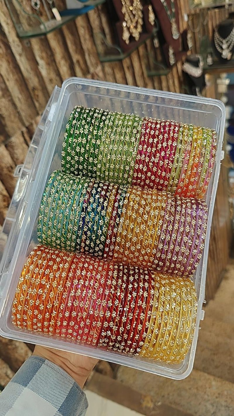 Amrah Wholesale New Printed Jelly Glass Bangles 1 Glass Printed Imitation Jewellery