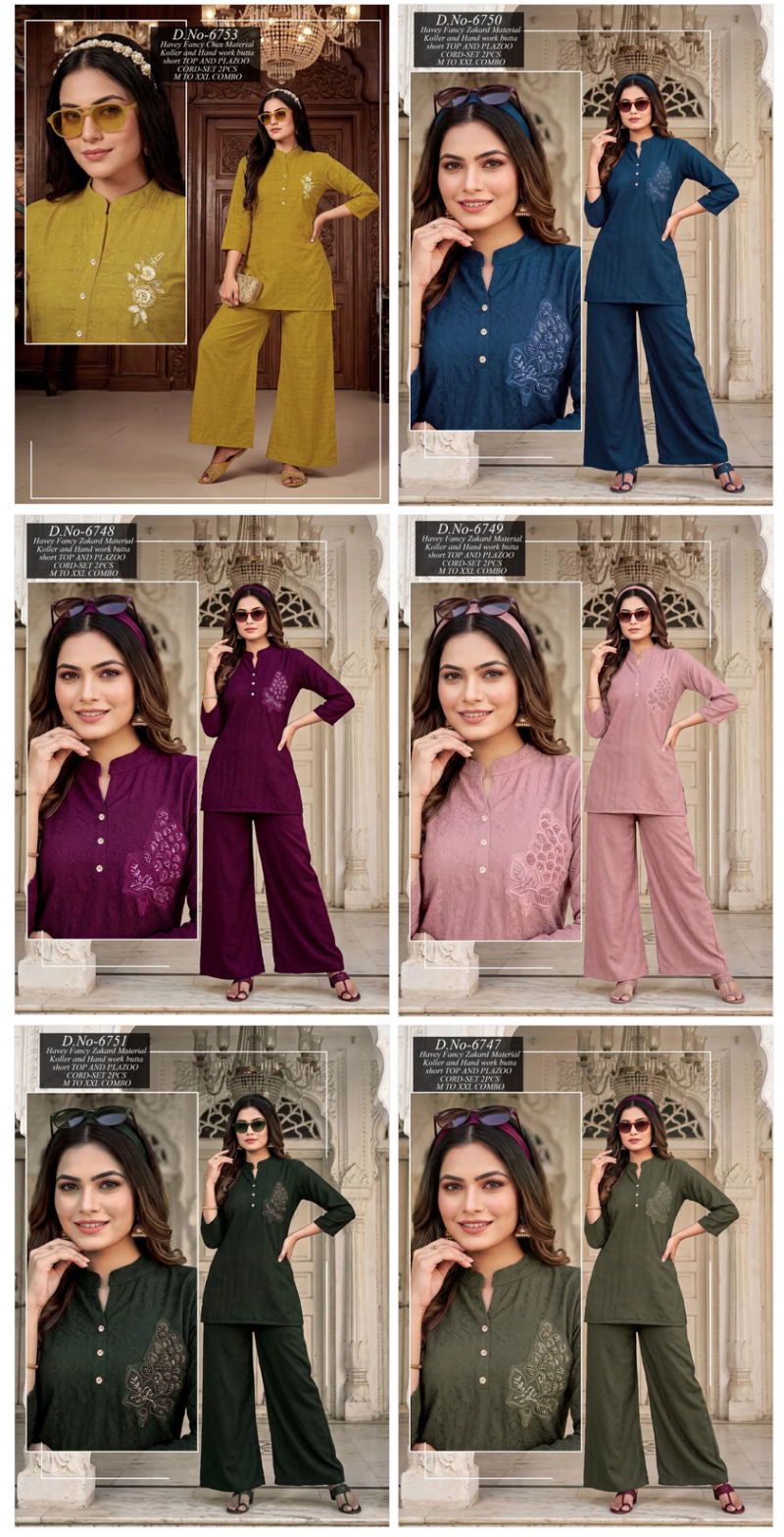 Amrah Wholesale Nisha D No 6752 To 57 Jacquard Co-Ord Set