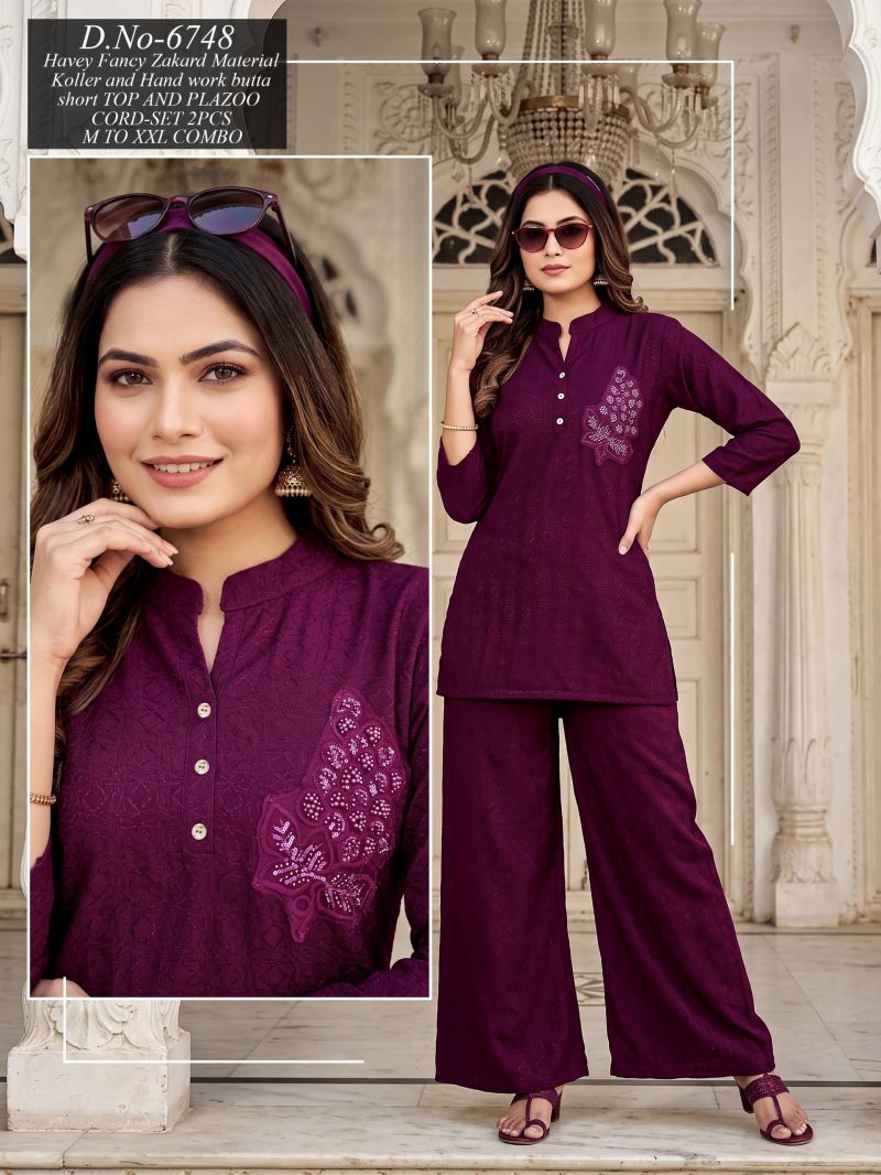 Amrah Wholesale Nisha D No 6752 To 57 Jacquard Co-Ord Set
