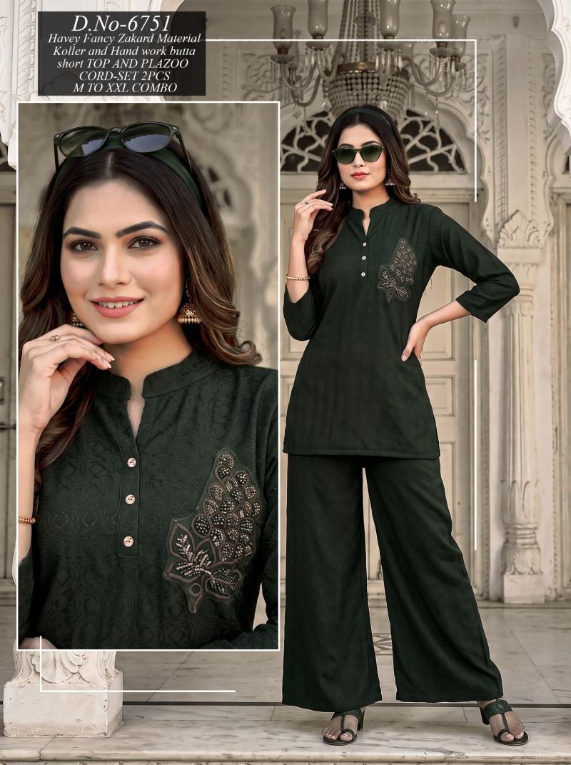 Amrah Wholesale Nisha D No 6752 To 57 Jacquard Co-Ord Set