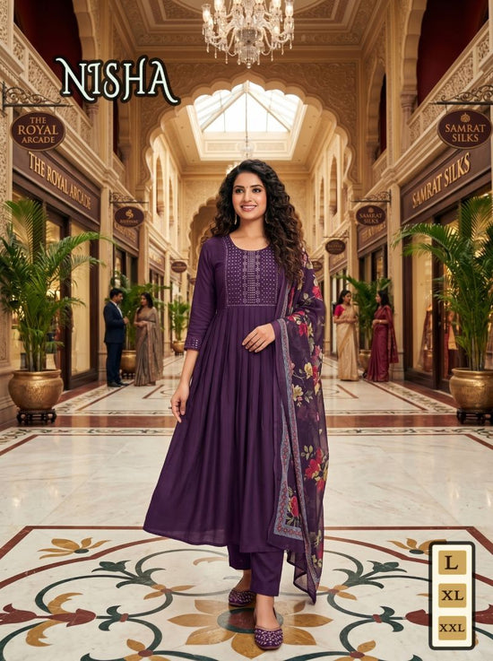 Amrah Wholesale Nisha Vol 3 Vatican Silk Embroidered Kurti Pant Set