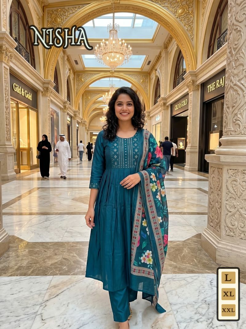 Amrah Wholesale Nisha Vol 3 Vatican Silk Embroidered Kurti Pant Set