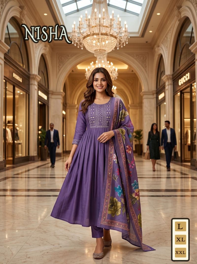 Amrah Wholesale Nisha Vol 3 Vatican Silk Embroidered Kurti Pant Set