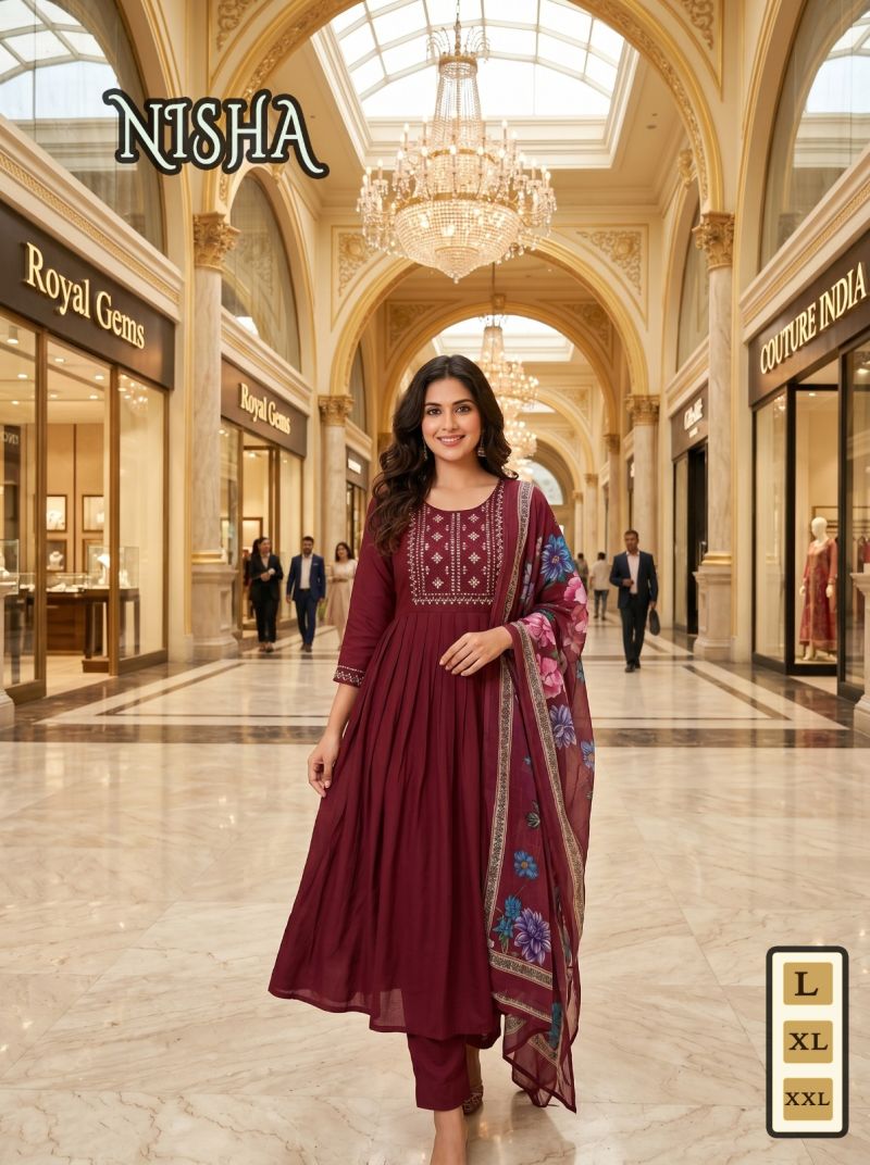 Amrah Wholesale Nisha Vol 3 Vatican Silk Embroidered Kurti Pant Set