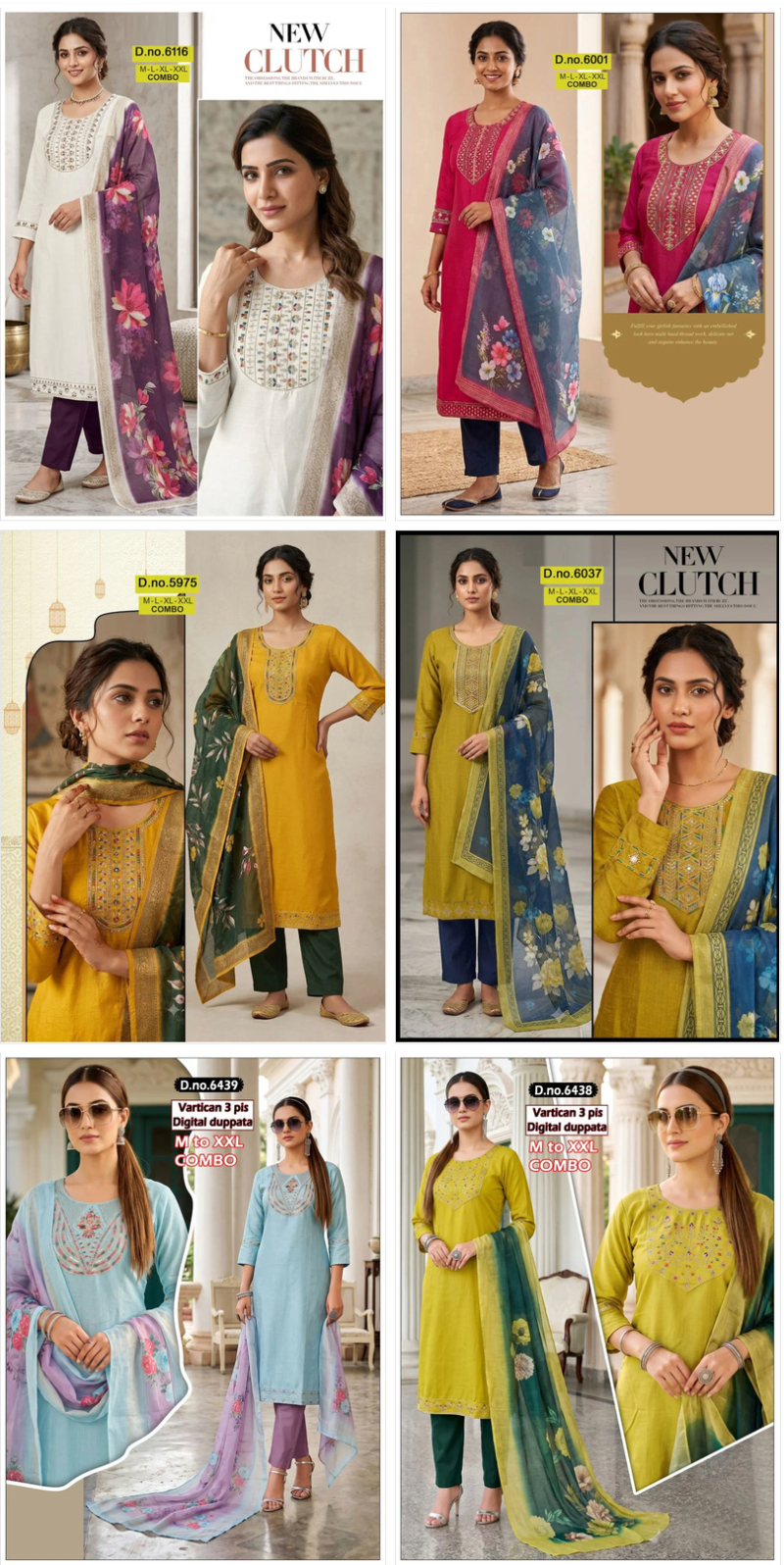 Amrah Wholesale Paavi Combo Vertican Silk Kurti Pant Dupatta Set