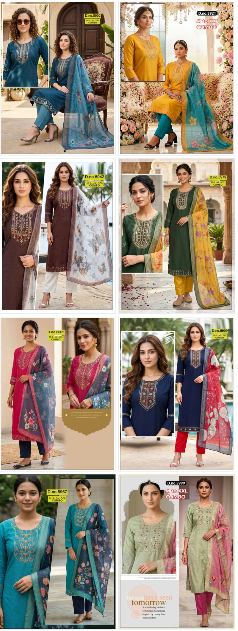 Amrah Wholesale Paavi Combo Vertican Silk Kurti Pant Dupatta Set
