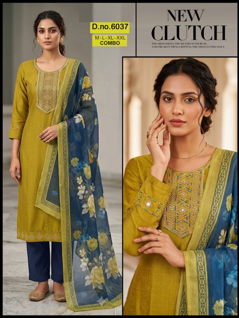 Amrah Wholesale Paavi Combo Vertican Silk Kurti Pant Dupatta Set