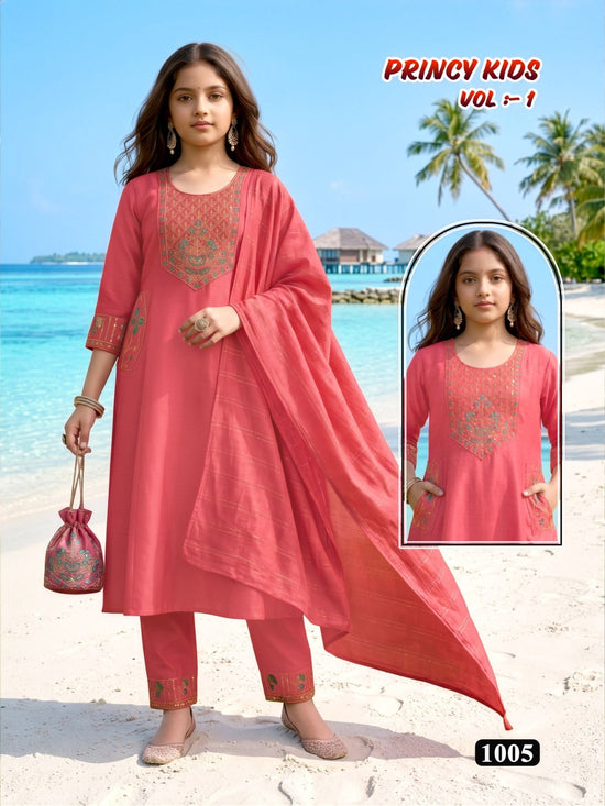 Amrah Wholesale Princy Kids Vol 1 Vertican Silk Girls Ethnic Dress - Amrah Wholesale