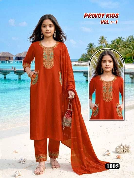 Amrah Wholesale Princy Kids Vol 1 Vertican Silk Girls Ethnic Dress - Amrah Wholesale