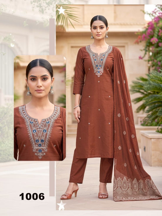 Amrah Wholesale Pritee 1 Roman Silk Kurti Pant Dupatta Set
