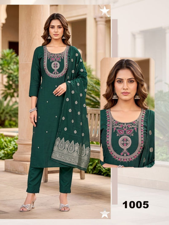 Amrah Wholesale Pritee 1 Roman Silk Kurti Pant Dupatta Set