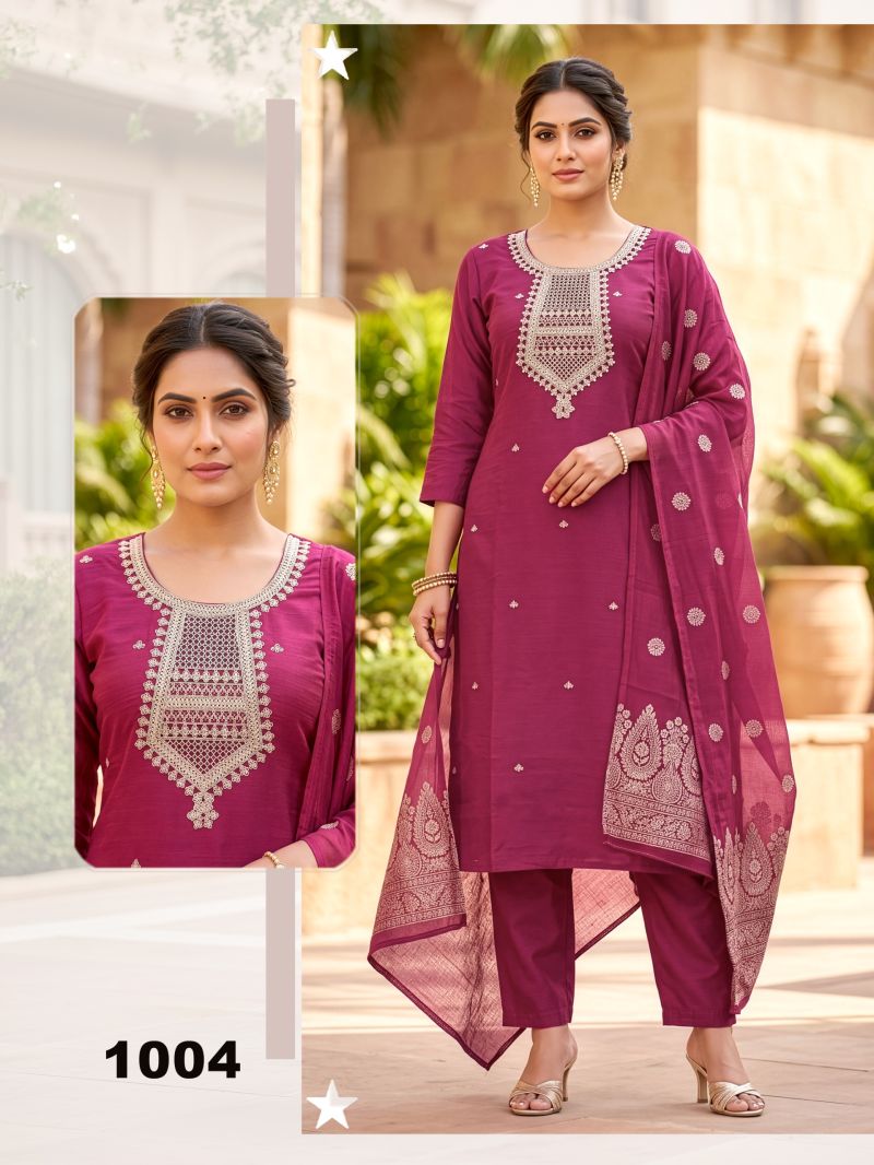 Amrah Wholesale Pritee 1 Roman Silk Kurti Pant Dupatta Set