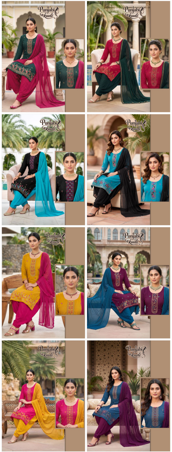Amrah Wholesale Punjabi Kudi Rayon Dress Material - Amrah Wholesale