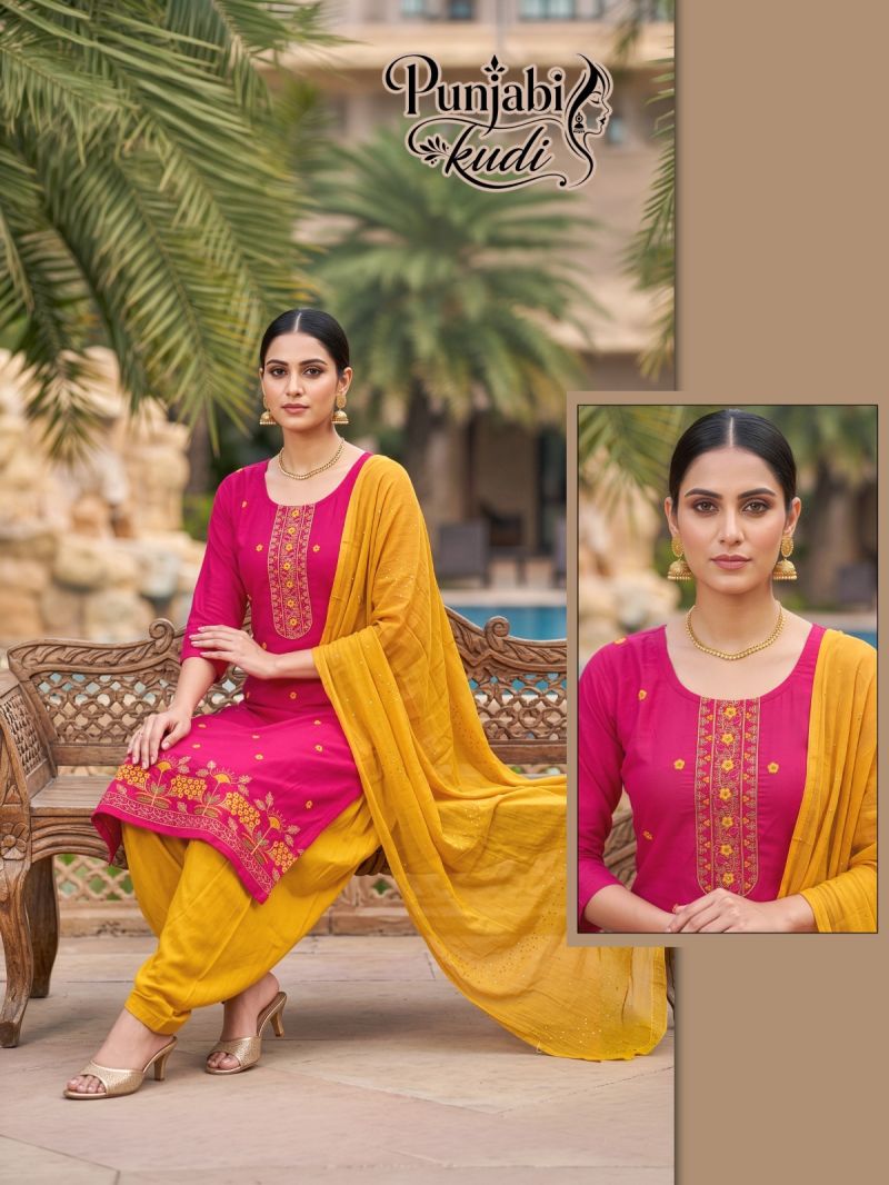 Amrah Wholesale Punjabi Kudi Rayon Dress Material - Amrah Wholesale