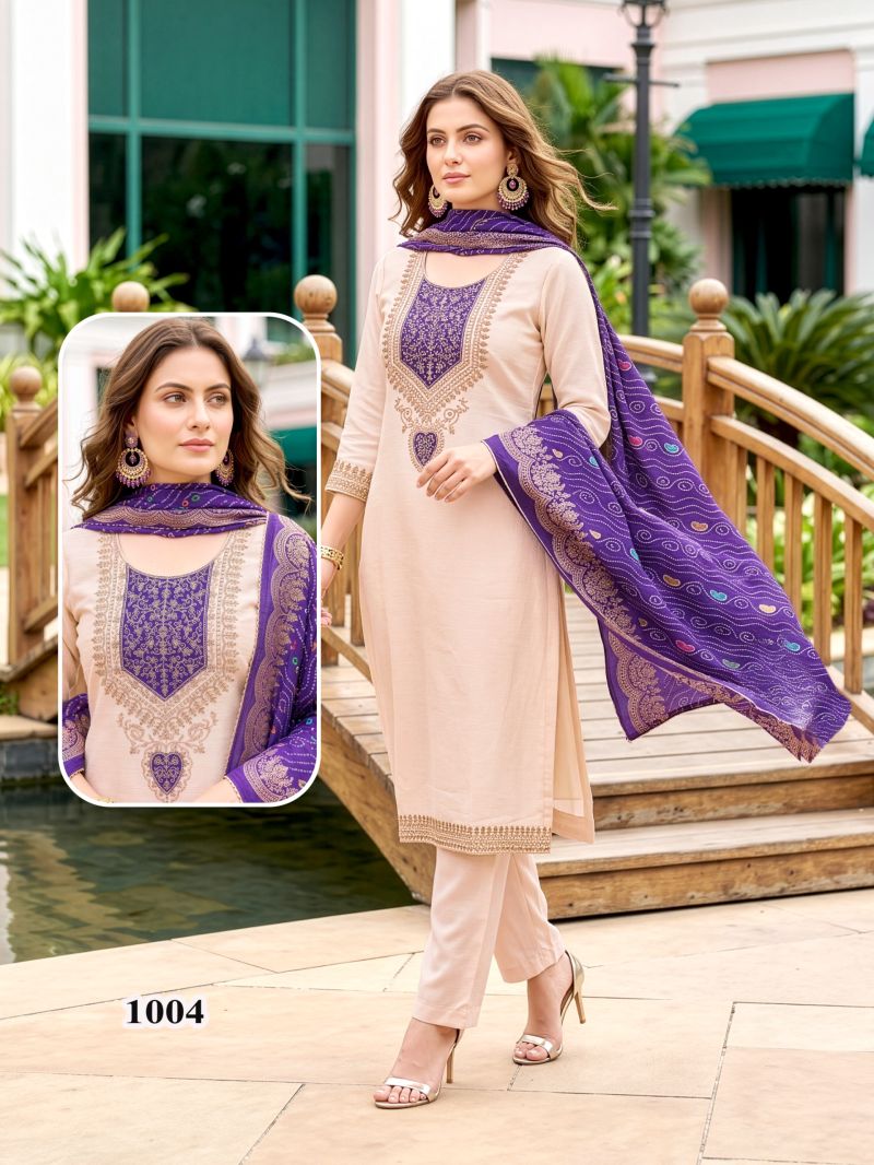 Amrah Wholesale Punnya Combo Coral Kurti Pant Dupatta Set