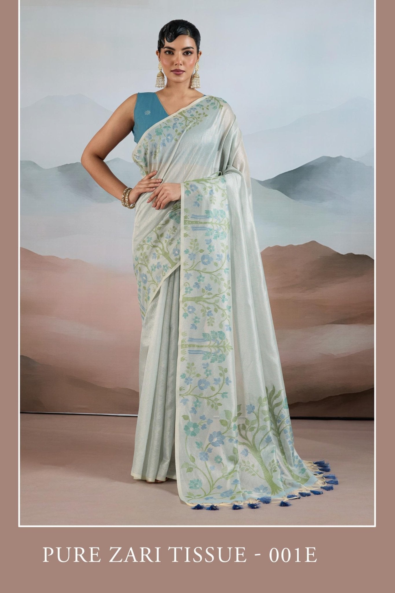 Amrah Wholesale Pure Zari Tissue 001 A To E Handloom Zari Tissue Saree - Amrah Wholesale