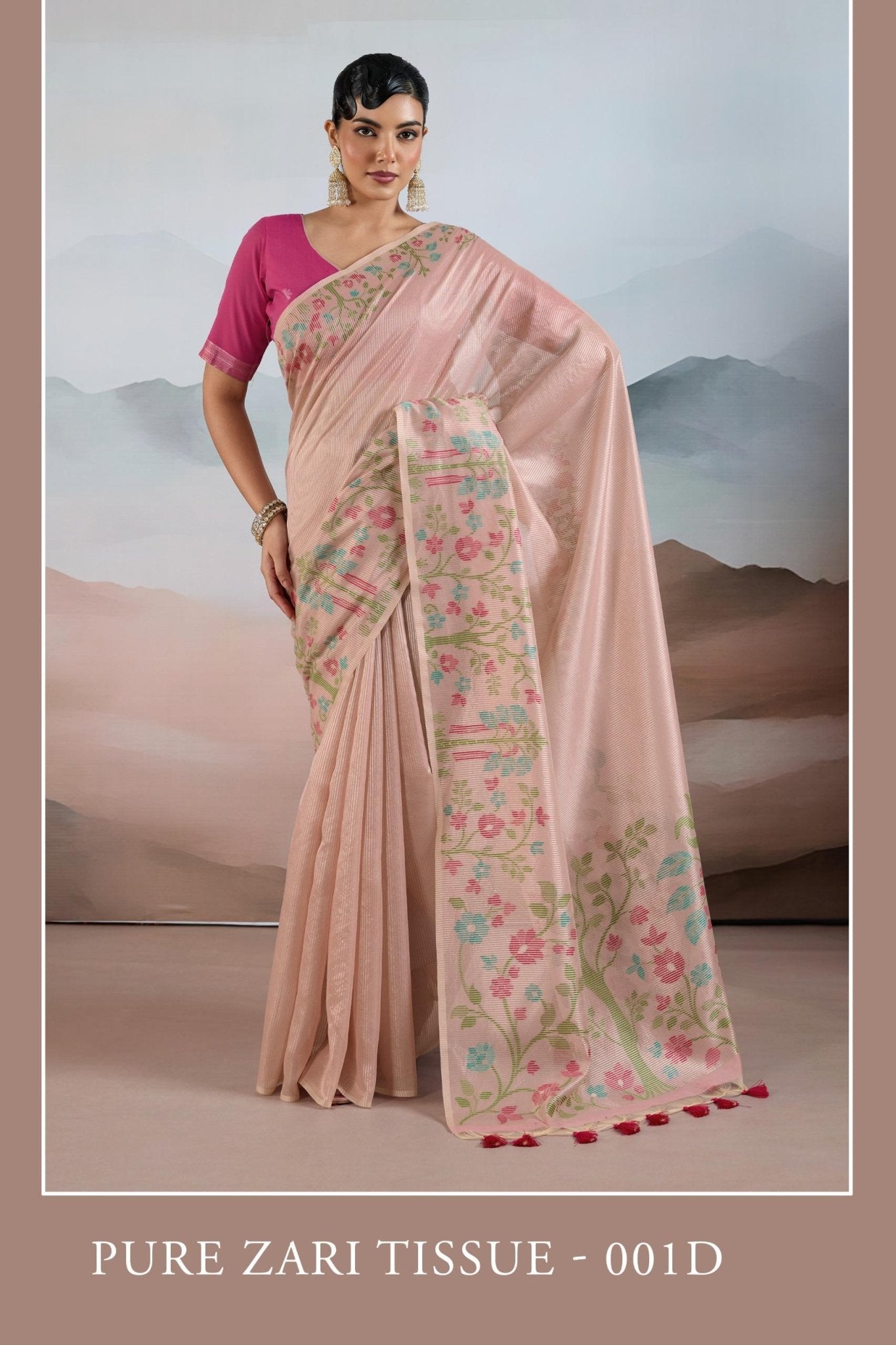 Amrah Wholesale Pure Zari Tissue 001 A To E Handloom Zari Tissue Saree - Amrah Wholesale