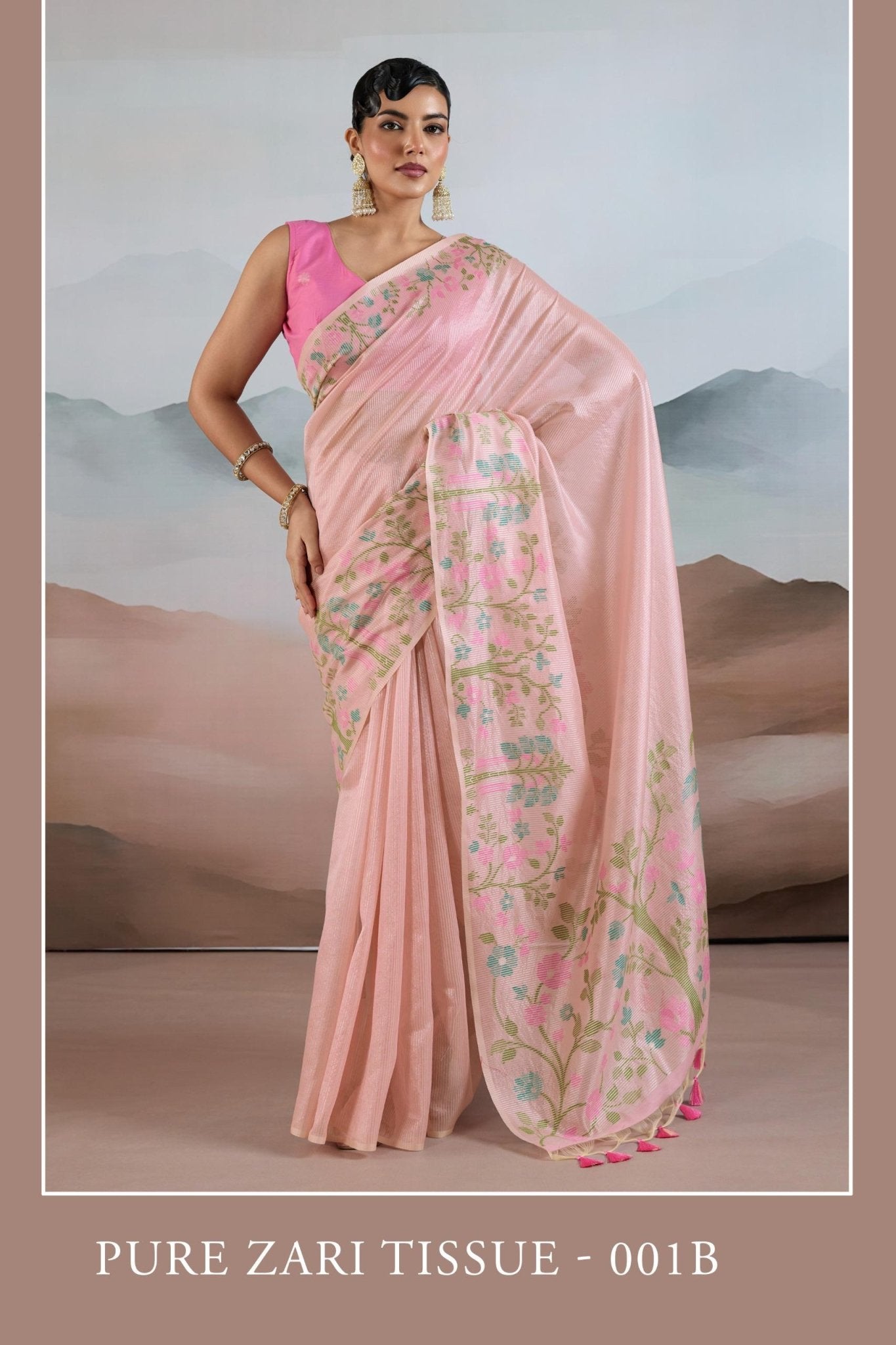 Amrah Wholesale Pure Zari Tissue 001 A To E Handloom Zari Tissue Saree - Amrah Wholesale
