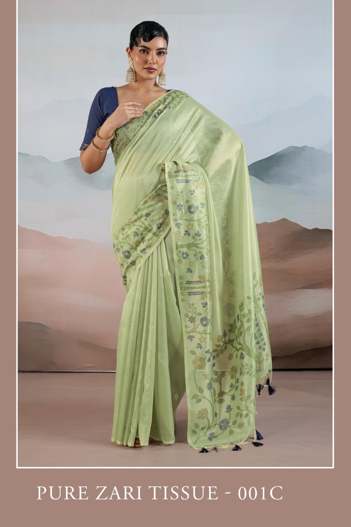 Amrah Wholesale Pure Zari Tissue 001 A To E Handloom Zari Tissue Saree - Amrah Wholesale