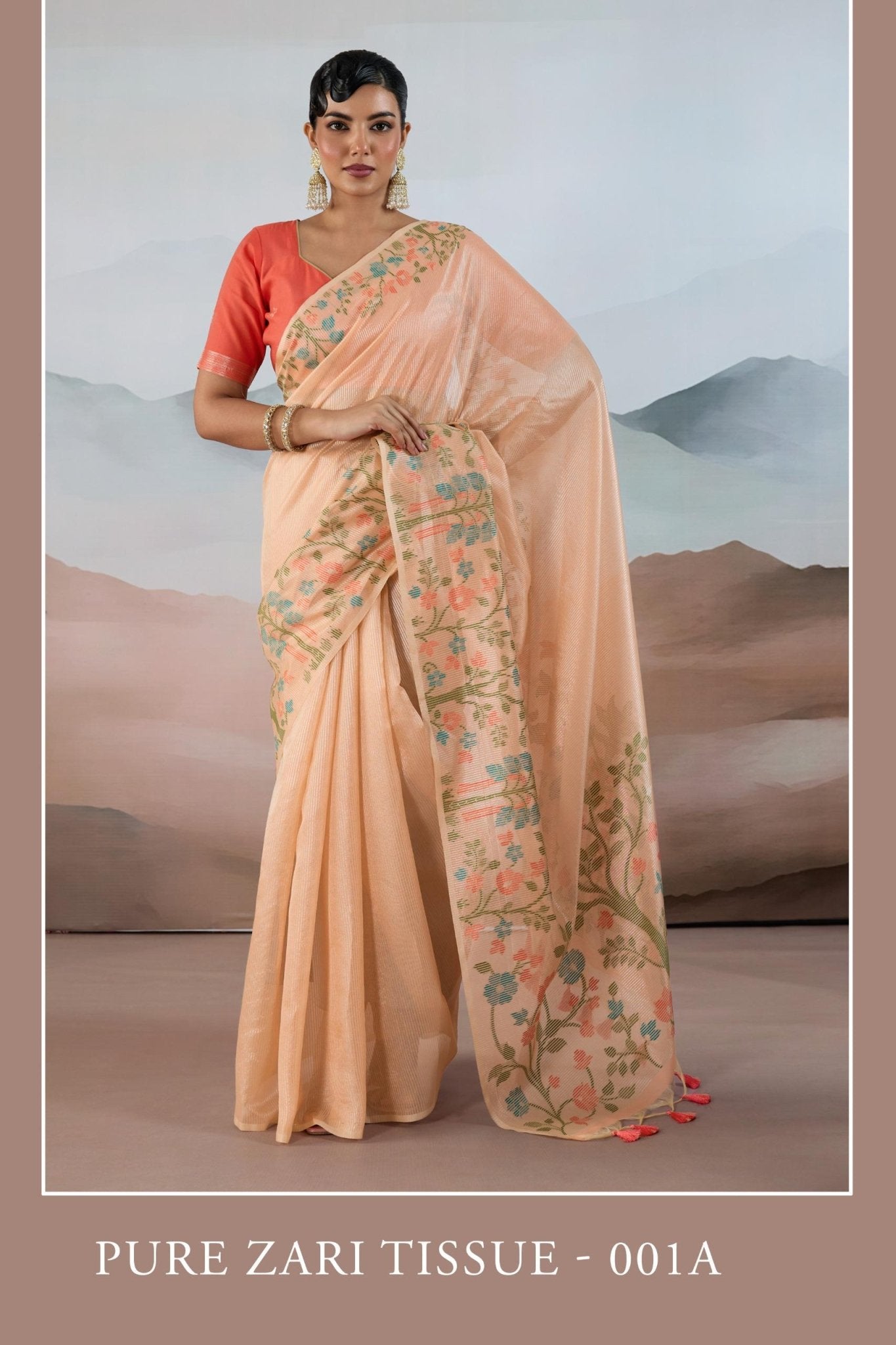 Amrah Wholesale Pure Zari Tissue 001 A To E Handloom Zari Tissue Saree - Amrah Wholesale