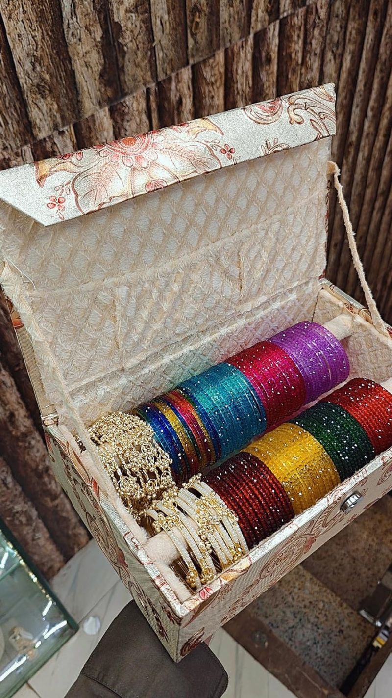 Amrah Wholesale Rain Glass Kashmiri Ghungroo Bangles Set 2 Glass Moti Stones Imitation Jewellery